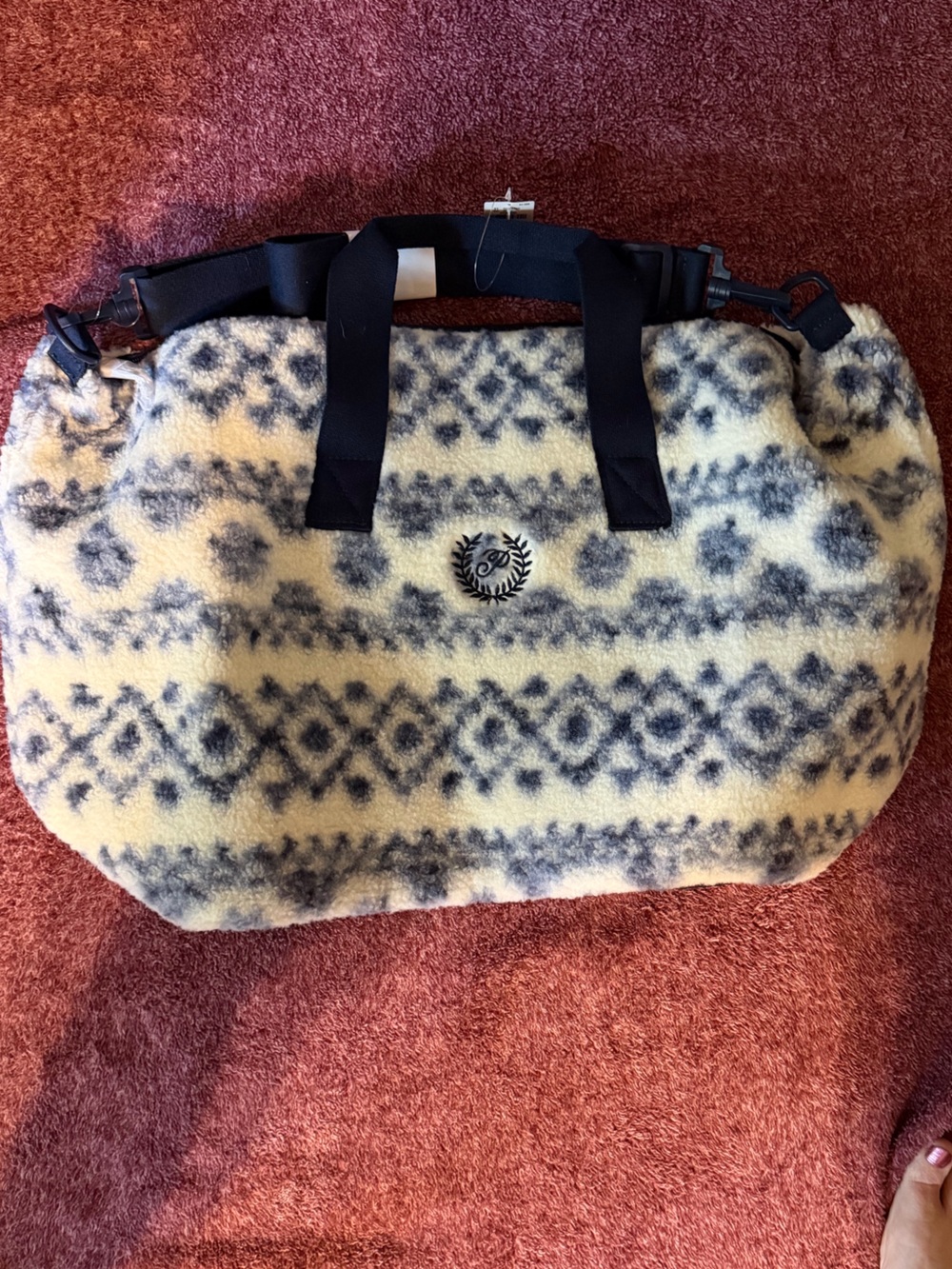 Plush Victorias Secret Tote Bag in Cream and blues NWT